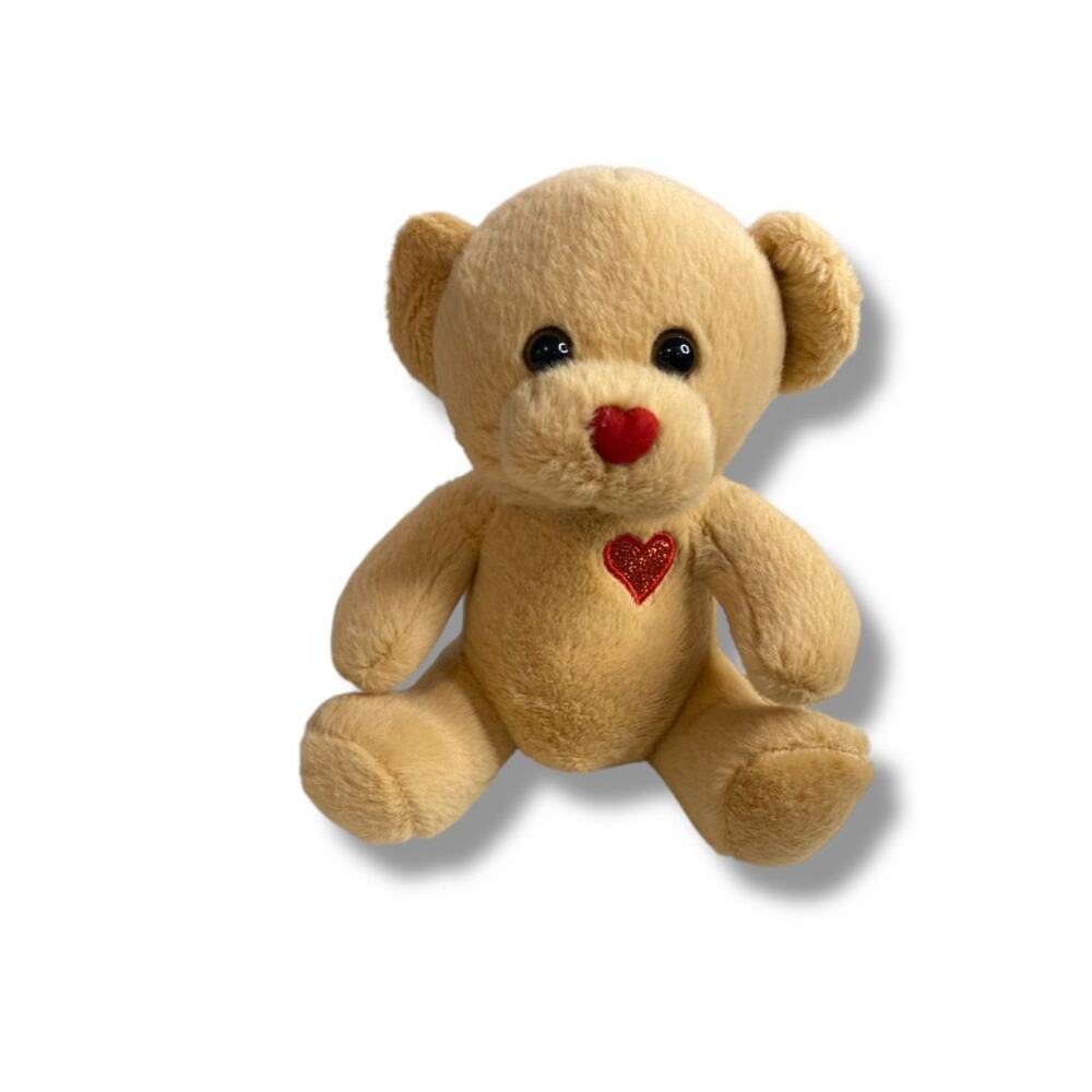 Dandee Collectors Choice Brown Teddy Bear Sparkle Heart 7"